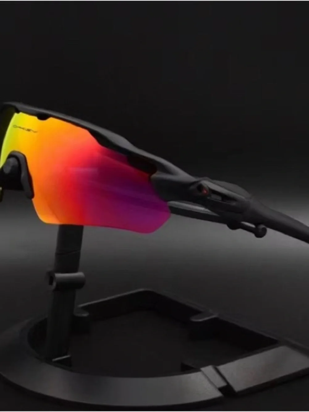 Oakley Matte Black Sunglasses with Red-Orange Gradient Lens